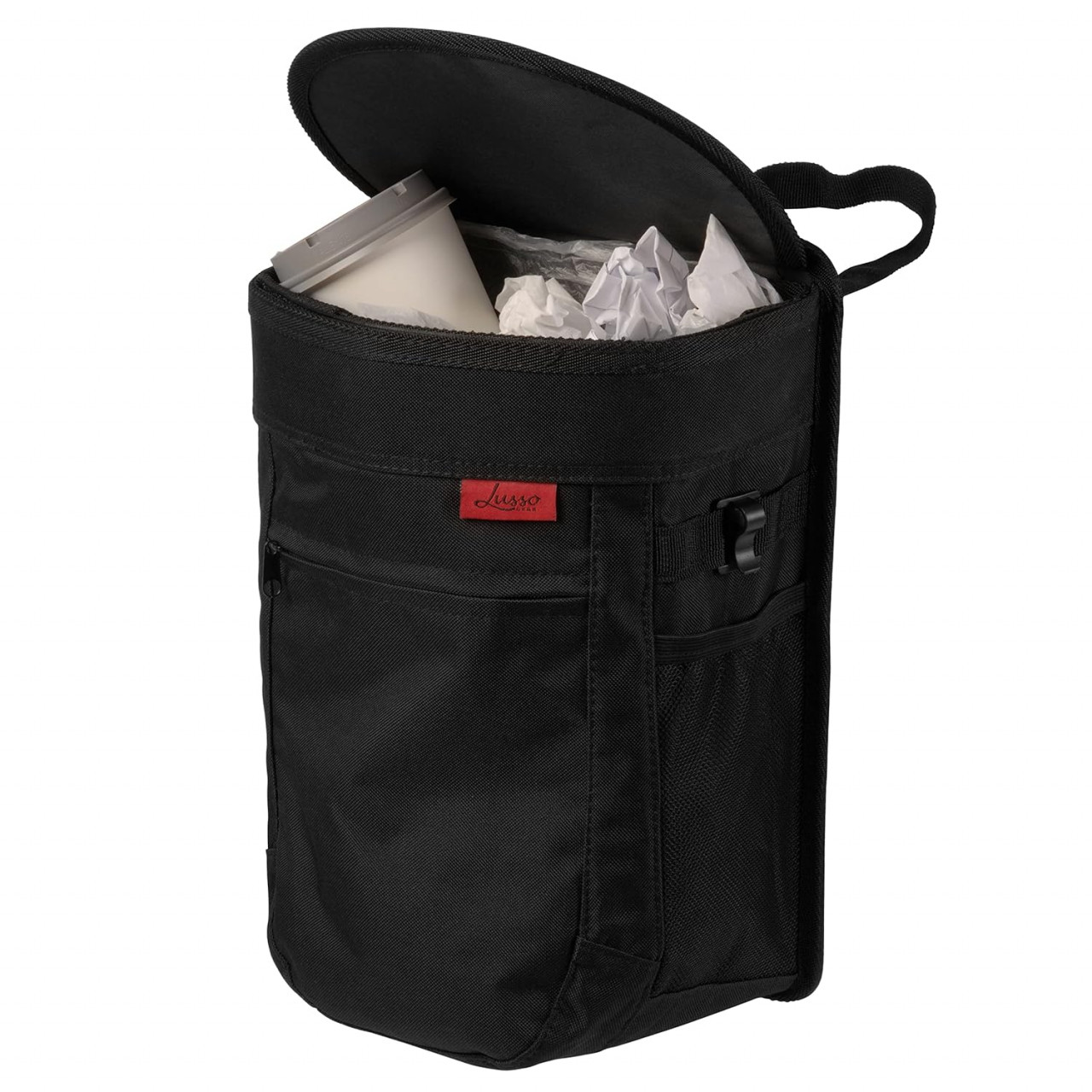 Cos de gunoi pentru masina Lusso Gear, tesatura Oxford, negru, 34,3 x 24,1 cm