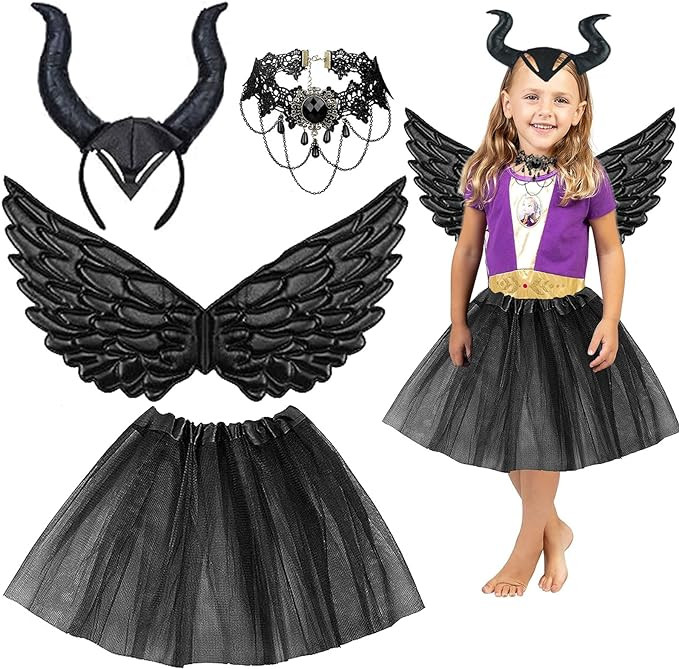 Costum de Halloween pentru fetite, negru ,textil