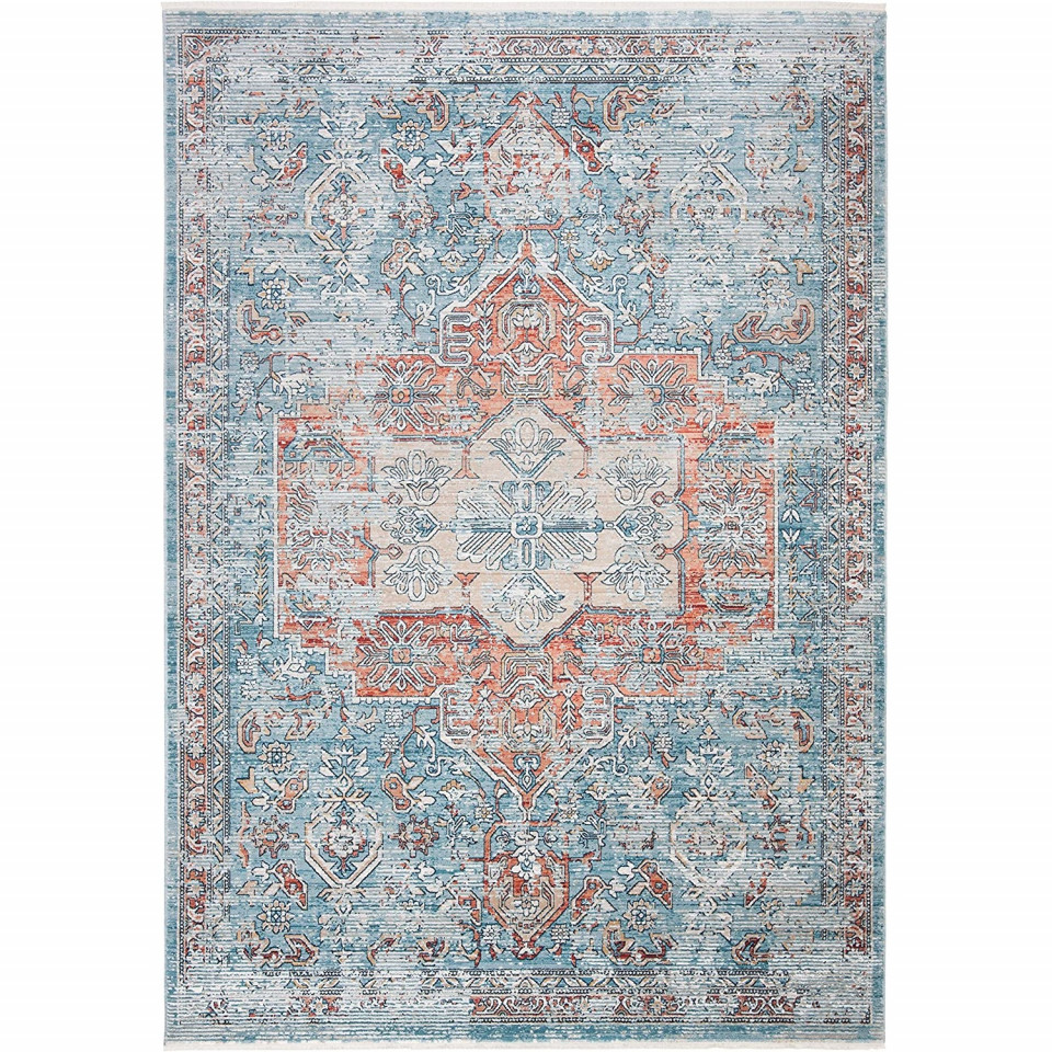 Covor Faith, fibre sintetice, albastru/rosu, 152 x 244 cm 152
