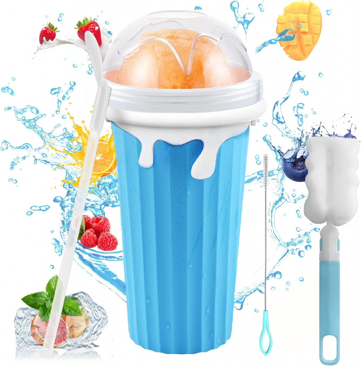 Cupa pentru inghetata Gohhme, polipropilena, albastru/alb, 500 ml