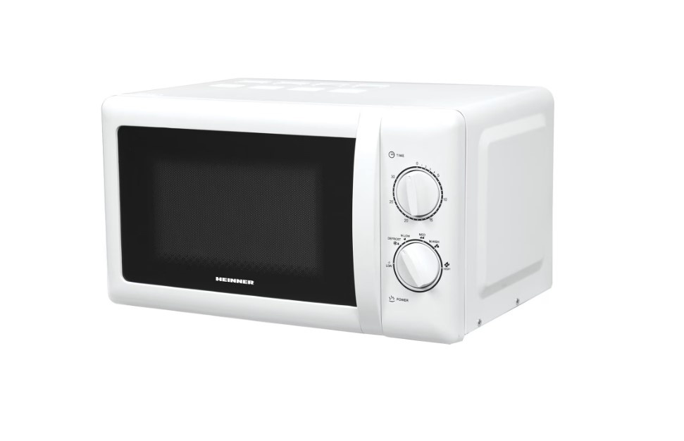 Cuptor cu microunde Heinner HMW-20MWH, 20 l, 700 W, Timer, Mecanic, Alb, RESIGILAT, 1 AN