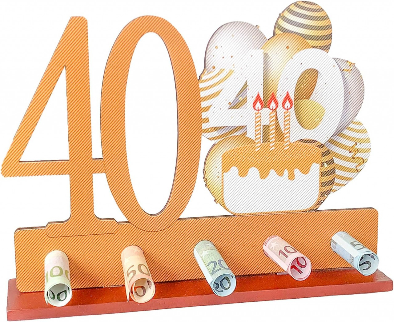 Decoratiune aniversara pentru 40 de ani Booshmall, lemn, maro, 25 x 18 cm