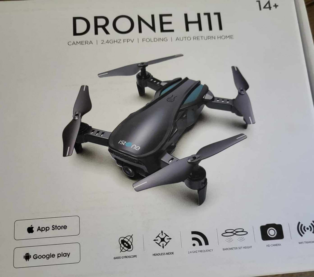 Drona cu camera HD 1080P QQPOW, Flip 360°, control prin gesturi, 2 baterii, 20 minute de zbor, negru, 20 x 20 x 10 cm