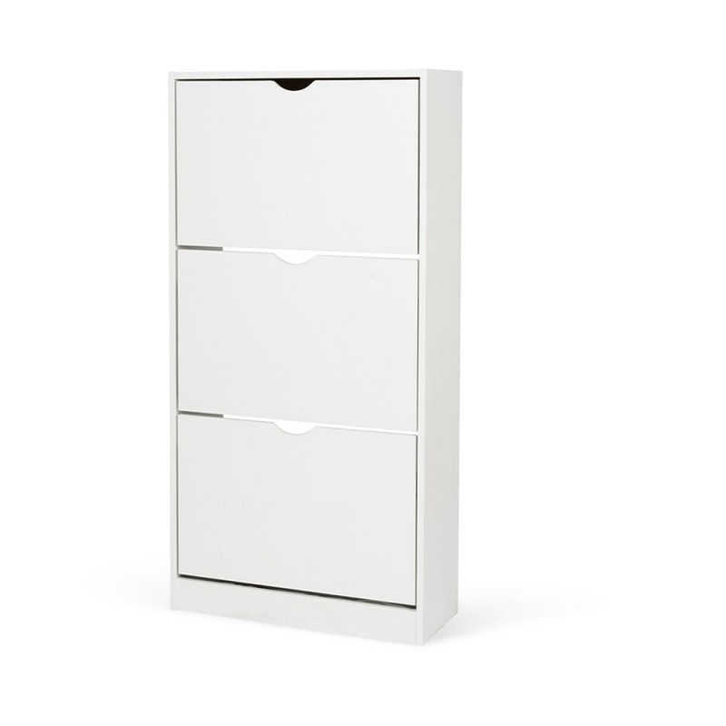 Dulap pentru depozitare pantofi KL Carey, 3 usi rabatabile, 6 rafturi, Pal Melaminat, 60 x 24 x 118 cm, alb