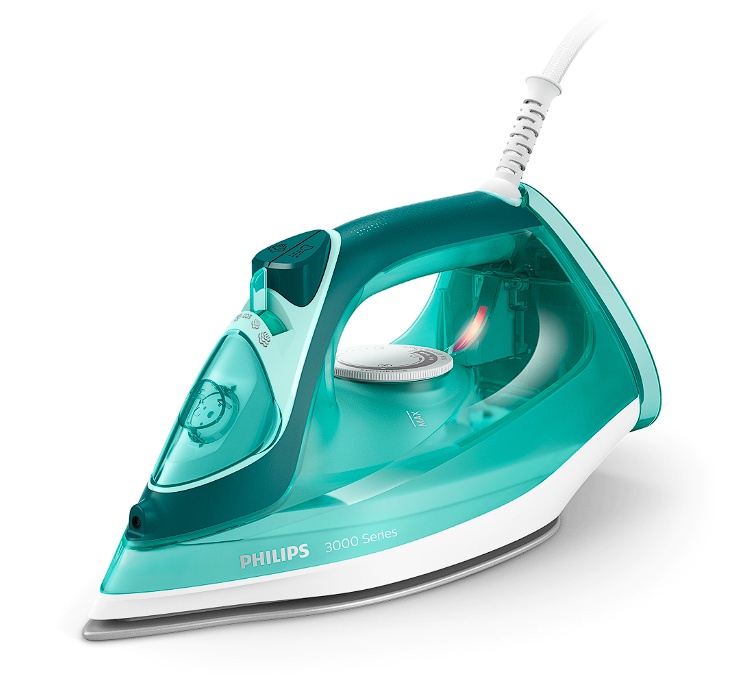 Fier de calcat Philips DST3030/70, putere 2400W, jet continuu de abur 40g/min, culoare turcoaz, rezervor de apa 300ml, talpa ceramica, oprire
