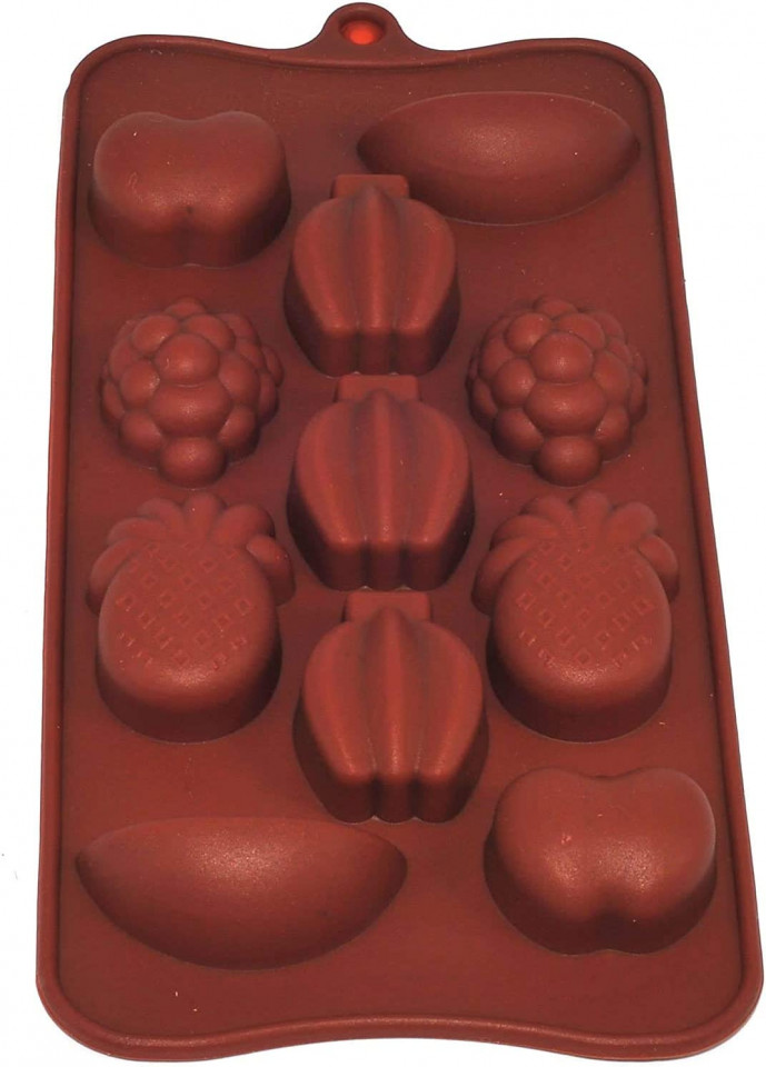 Forma de prajituri/ciocolata Selecto Bake, silicon, maro, fructe, 18,6 x 11,1 x 2,3 cm 111