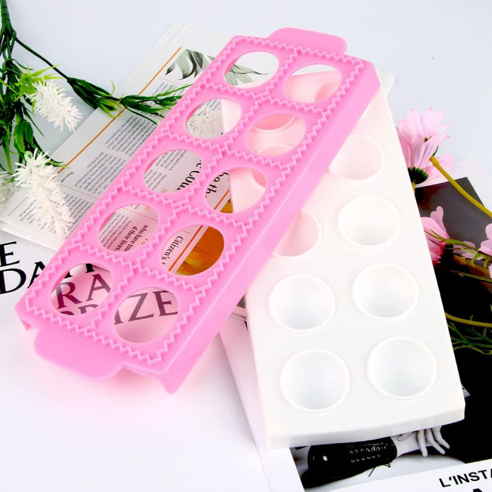 Poze Forma pentru ravioli XiXiRan, plastic, roz, 26,5 x 10,5 x 2,2 cm