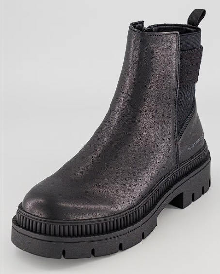 G-STAR, Cizme medii din piele si denim Kafey, Negru, 37, Resigilat, Grad A