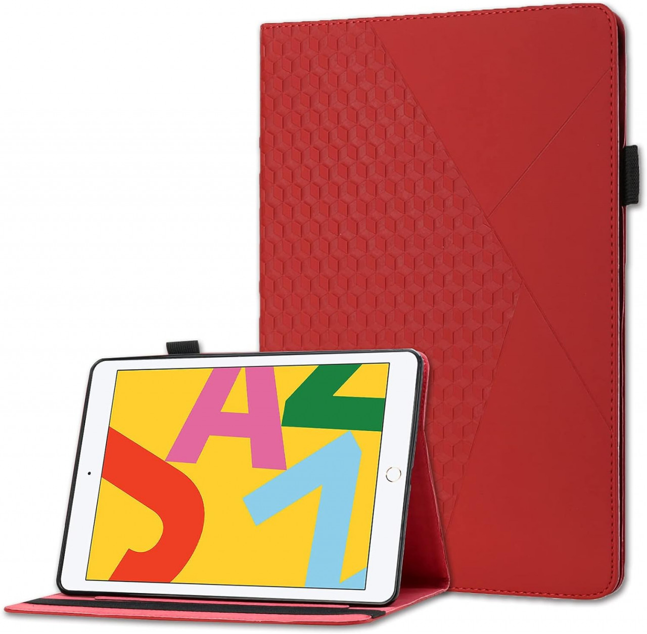 Husa de protectie pentru iPad 7/8/9/Air 3 Vkooer, piele PU/TPU, rosu, 10,5 inchi