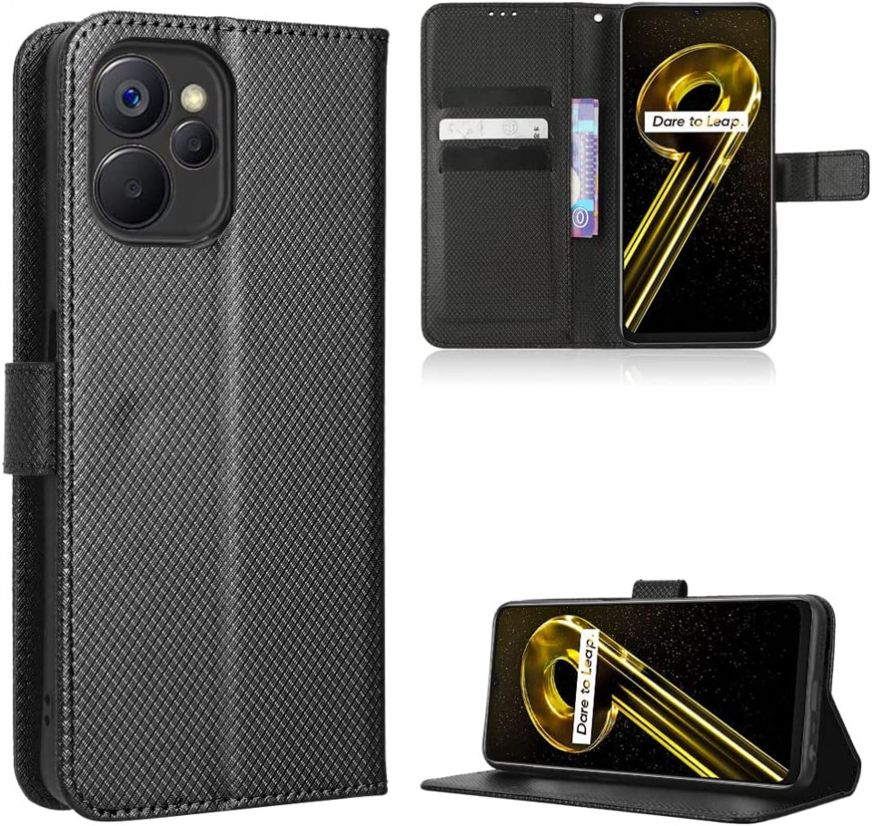 Husa de protectie pentru Realme 9i 5G Rojeuinn, negru, carbon, 6,4 inchi