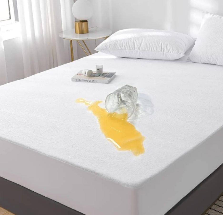 Husa impermeabila pentru saltea din frotir, dimensiunea 160×200 cm, alba