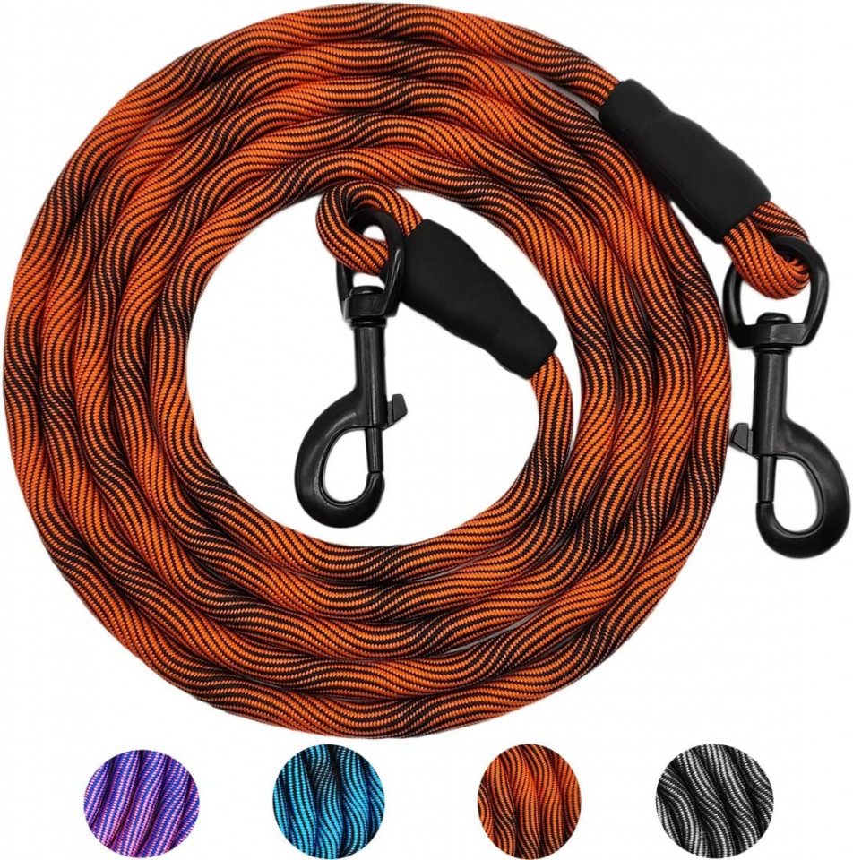 Lesa pentru caine MayPaw, nailon, portocaliu/negru, 3 m