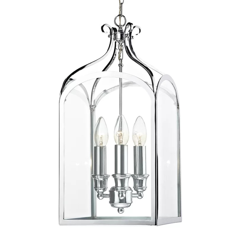 Lustra tip pendul Parksley, 3 lumini, metal/sticla, transparent/argintiu, 29 x 29 x 66-266 cm