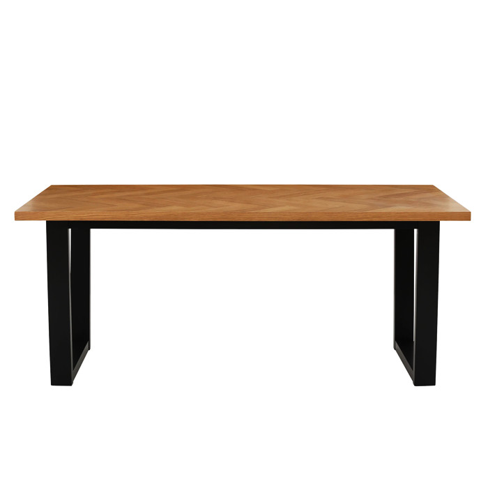 Masa de sufragerie Home Affaire, lemn masiv/MDF, negru/natur, 180 x 90 x 72.5 cm chilipirul-zilei.ro/