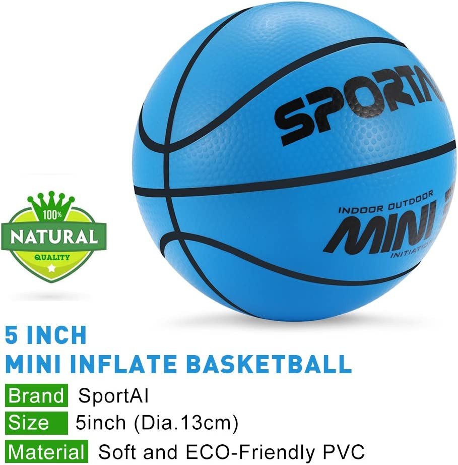 Poze Mini minge de baschet Baby-go, PVC, albastru/negru, 12,7 cm