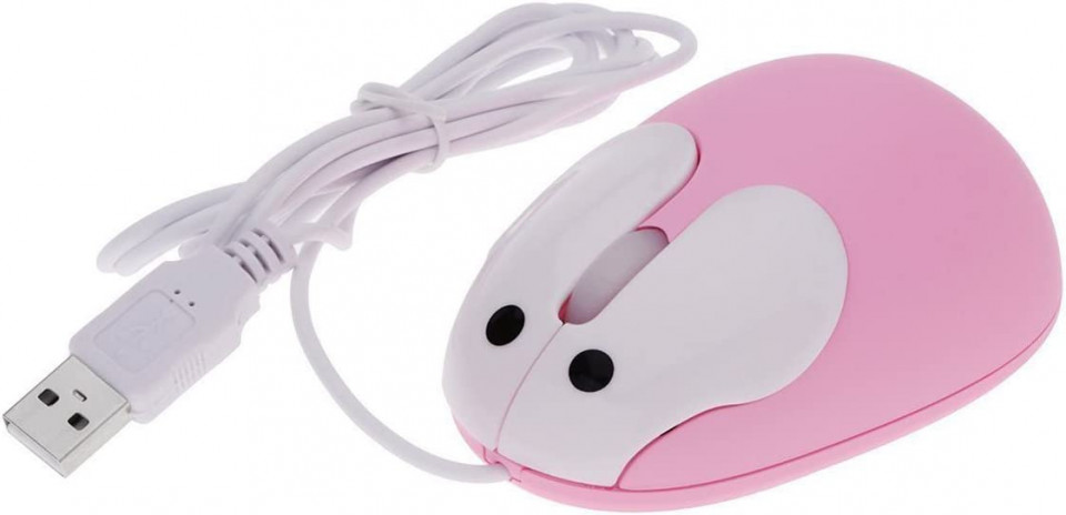 Poze Mouse optic cu fir BestFire, aspect de iepuras, roz, 1200DPI