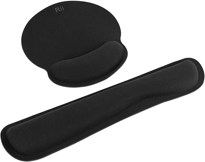 Mouse Pad si suport pentru incheietura manii, cauciuc, negru, 23 x 25,5 cm/43 x 9 cm