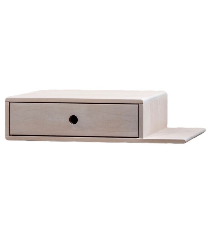 Noptiera cu un sertar Woodek, lemn masiv de stejar, alb, 15 x 65 x 30 cm