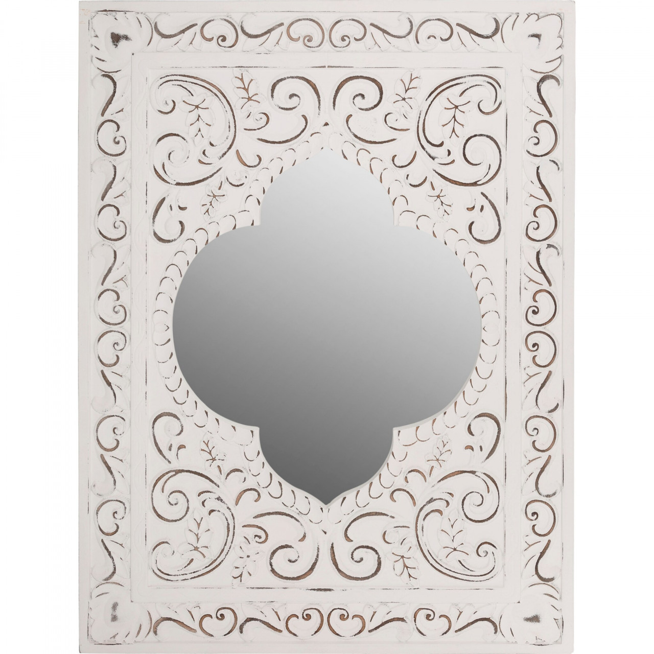 Oglinda de perete Felicitas, lemn masiv/MDF/sticla, alb, 60 x 80 x 3 cm