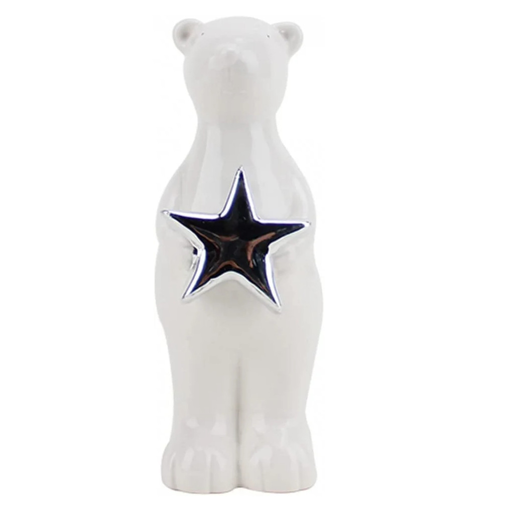 Ornament de ceramica urs polar Casaido, alb, 9 x 8 x 18 cm Pret Redus chilipirul-zilei pret redus imagine 2022