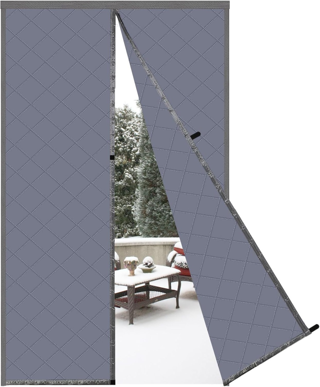 Perdea termoizolanta pentru usa Risareyi, magnetica, poliester, gri, 70 x 240 cm