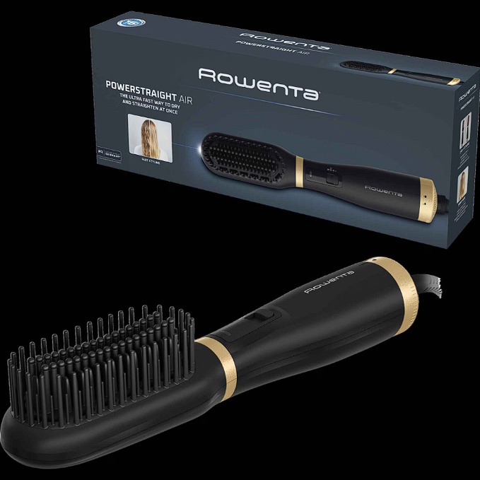 Perie de uscat si indreptat parul cu aer cald 2 in 1 Rowenta Powerstraight Air UB5920F0, 500W, 3 trepte de caldura/aer, invelis ceramic, generare