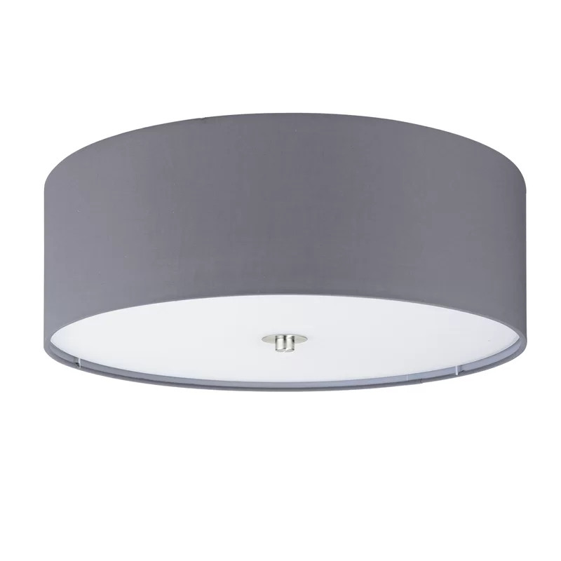Plafoniera Patience, 3 lumini, metal/plastic/bumbac, gri/alb, 19,5 x 47,5 x 47,5 cm