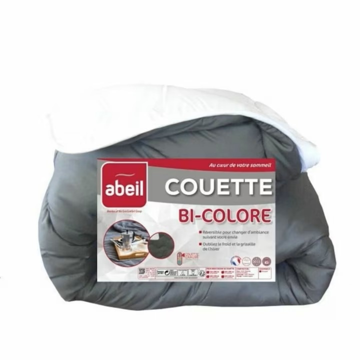 Plapuma de puf cu doua fete gri/alb 140x200 cm