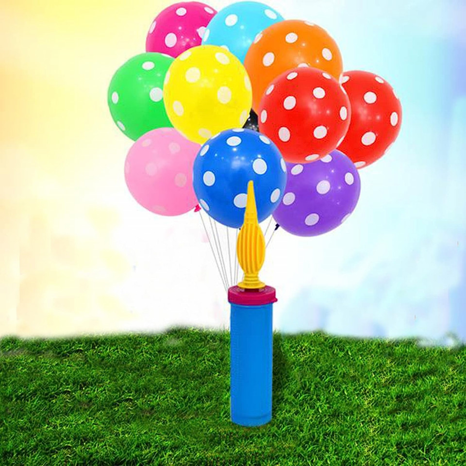 Poze Pompa pentru umflat baloane, plastic, albastru/roz/galben, 40,4 x 4,2 cm