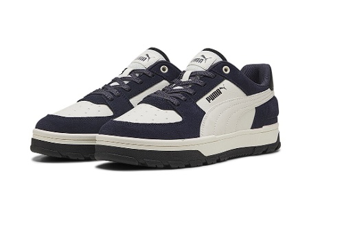 Puma, Pantofi sport unisex cu insertii de piele intoarsa Caven, Gri cenusiu, Bleumarin, 43, Resigilat, Grad A