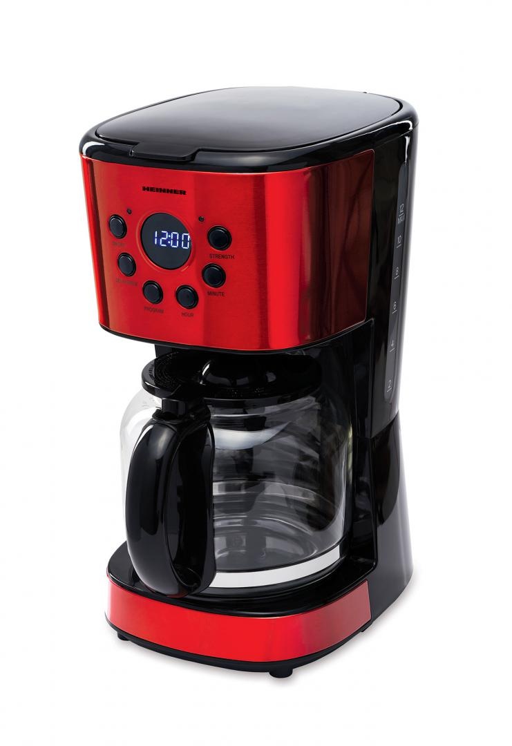 RESIGILAT – CAFETIERA DIGITALA HEINNER HCM-1500RDIX, Putere 900W, Capacitate 1.5L, Timer, Display Led, Rosu/Negru