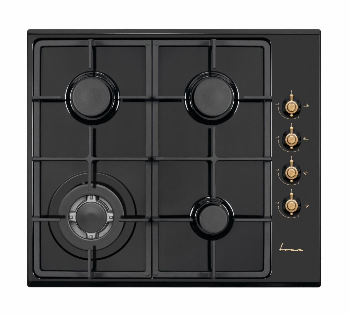 RESIGILAT – PLITA INCORPORABILA FRAM FBH-V4IWF-RBK, Gaz, 4 Arzatoare, WOK, Gratar fonta, Control lateral, Aprindere electrica, Dispozitiv de