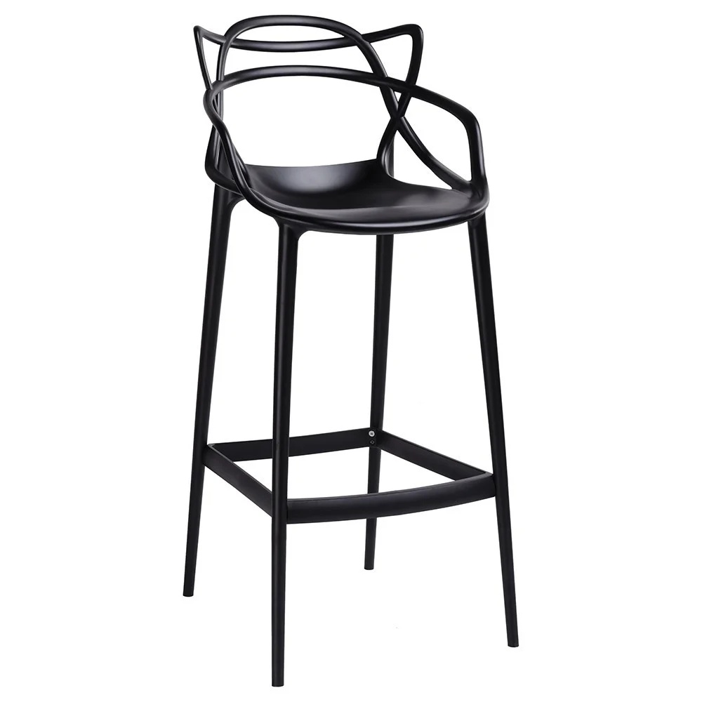 Scaun de bar Karll, exterior/ interior, polipropilena, negru