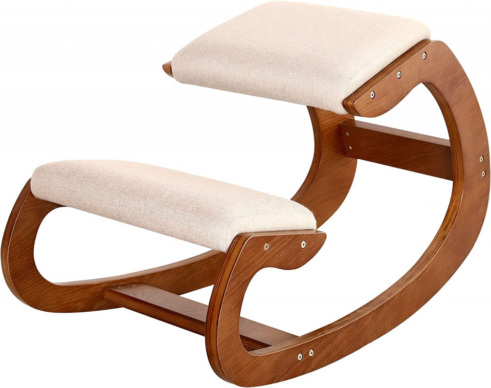Scaun ergonomic pentru genunchi Predawn, pecan, lemn, 84 x 54 x 53 cm, 8 Kg
