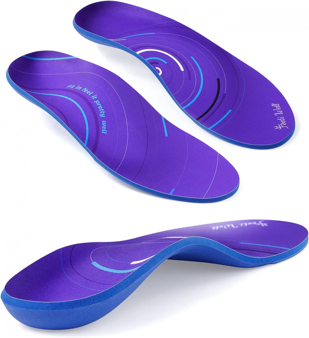 Set 2 perechi de branturi pentru incaltaminte Feeti well, spuma de memorie, violet/albastru, marimea S