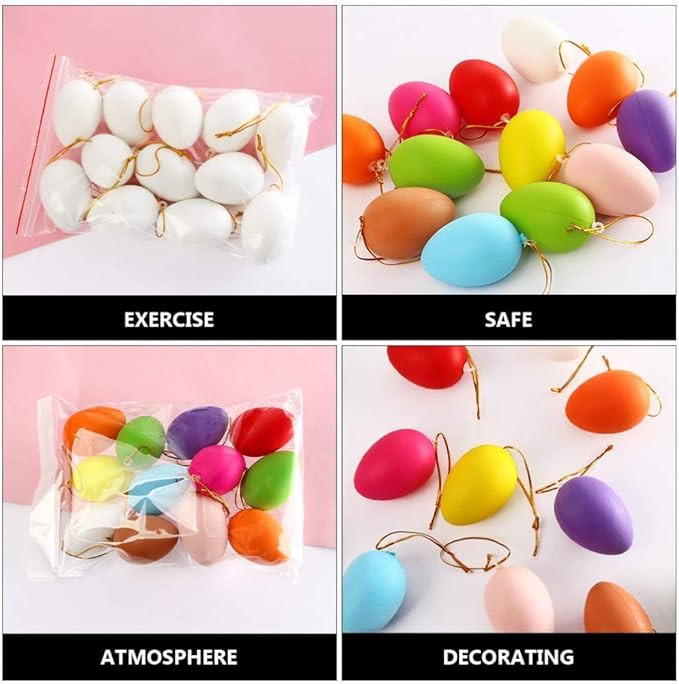 Set 24 de oua de Paste Moguxb , plastic, alb, 6 x 4 cm