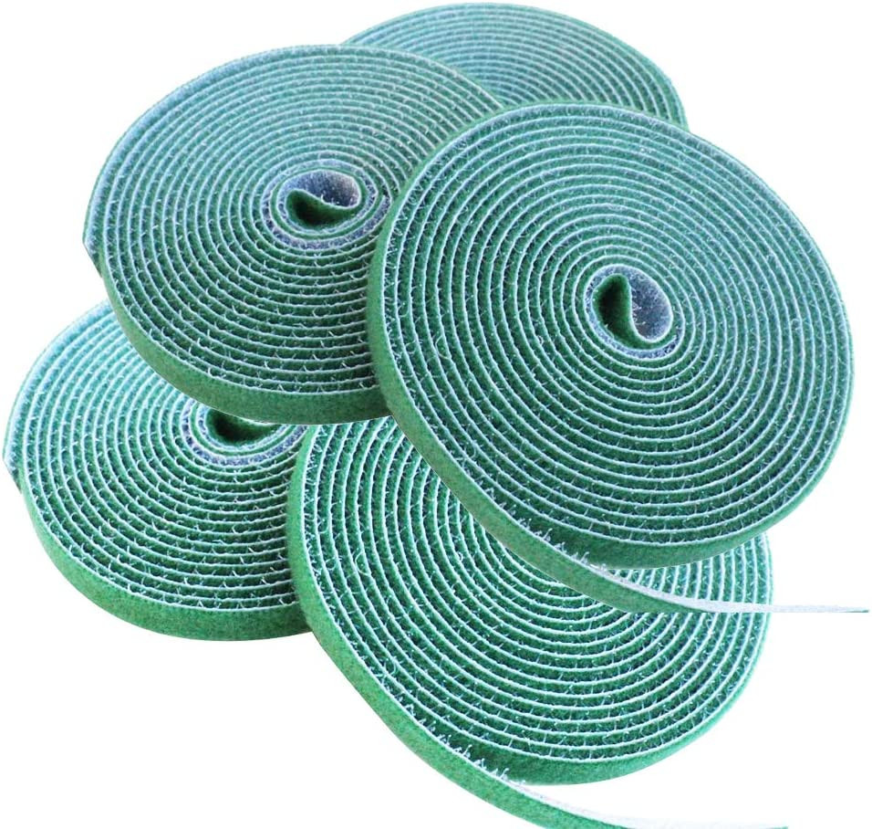 Set 5 role de banda pentru fixarea plantelor Sanmum, poliester, verde, 2,5 m