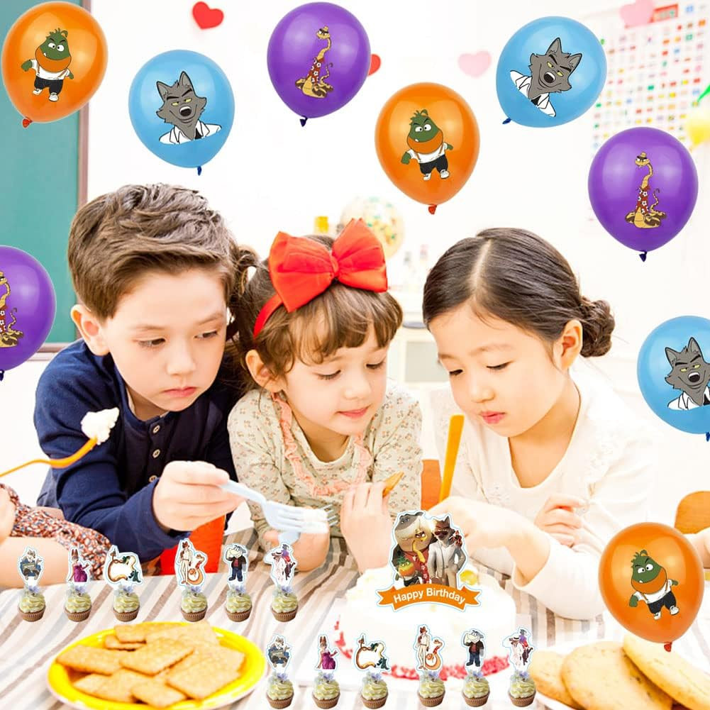 Set aniversar animat pentru copii Babioms, latex/hartie, multicolor, 51 piese
