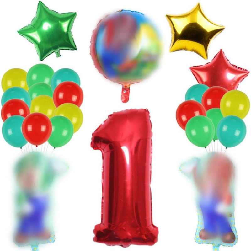 Set aniversar Miotlsy, cifra 1, folie/latex, multicolor, 27 piese