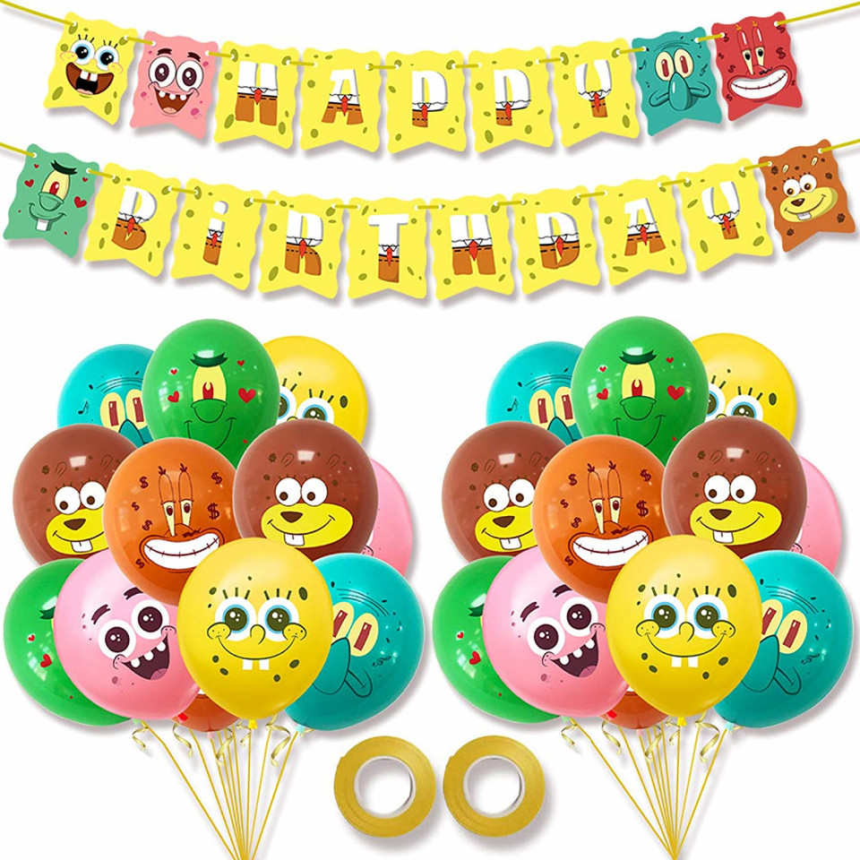 Set aniversar Yisscen, latex/carton, multicolor, 26 piese