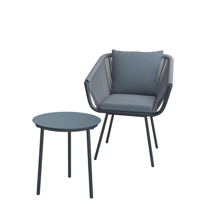Set balcon Juri, 1 scaun si 1 masuta, metal/ plastic/ textil, antracit/ gri deschis
