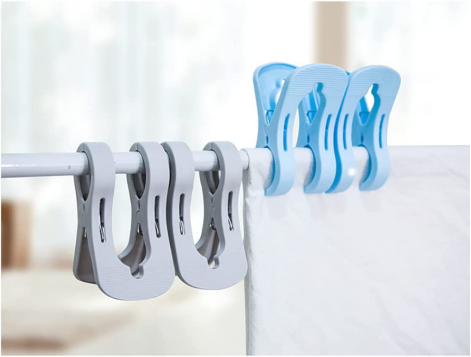 Set de 10 clipsuri pentru prosop/sezlong Dsplopk, plastic, albastru/gri, 12,5 x 6,4 x 7,8 x 6 cm