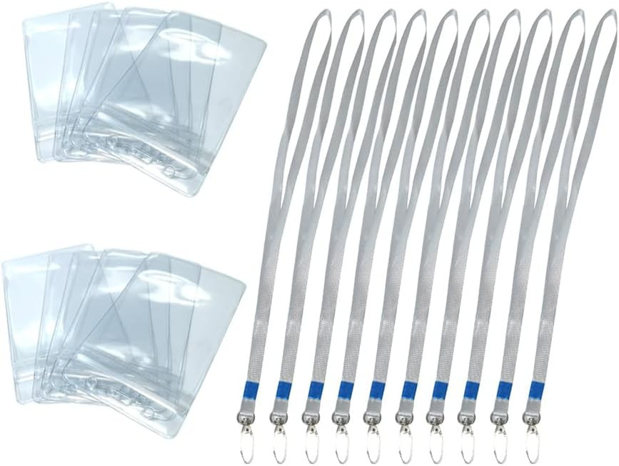 Set de 10 huse pentru legitimatie Miewaa, PVC, gri/transparent, 11.5 x 6.5 cm