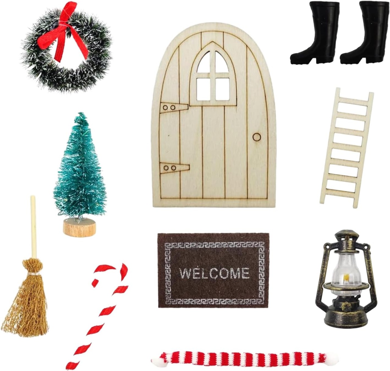 Set de 10 mini-decoratiuni pentru Craciun Gzgxkj, lemn.plastic, multicolor