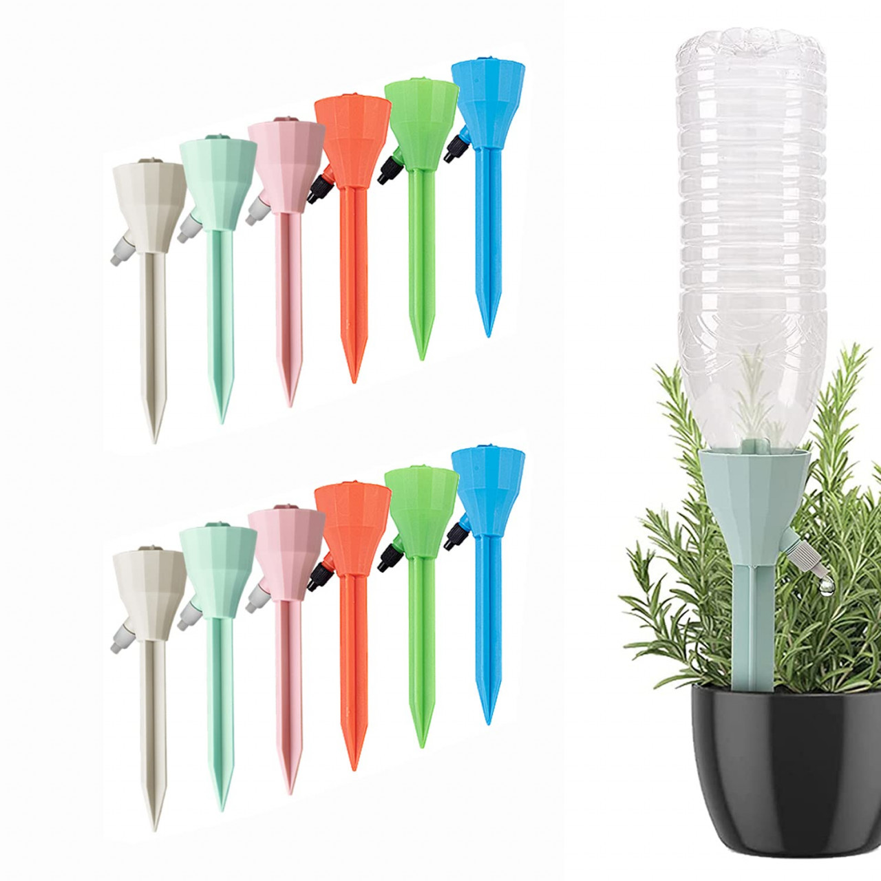 Set de 12 dispozitive pentru irigarea plantelor Lirdux, plastic, multicolor, 17,5 x 5 cm