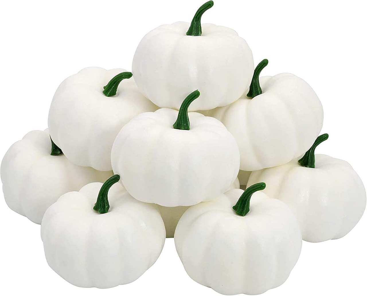 Set de 12 dovlecei decorativi HBell, spuma, alb/verde, 6 cm