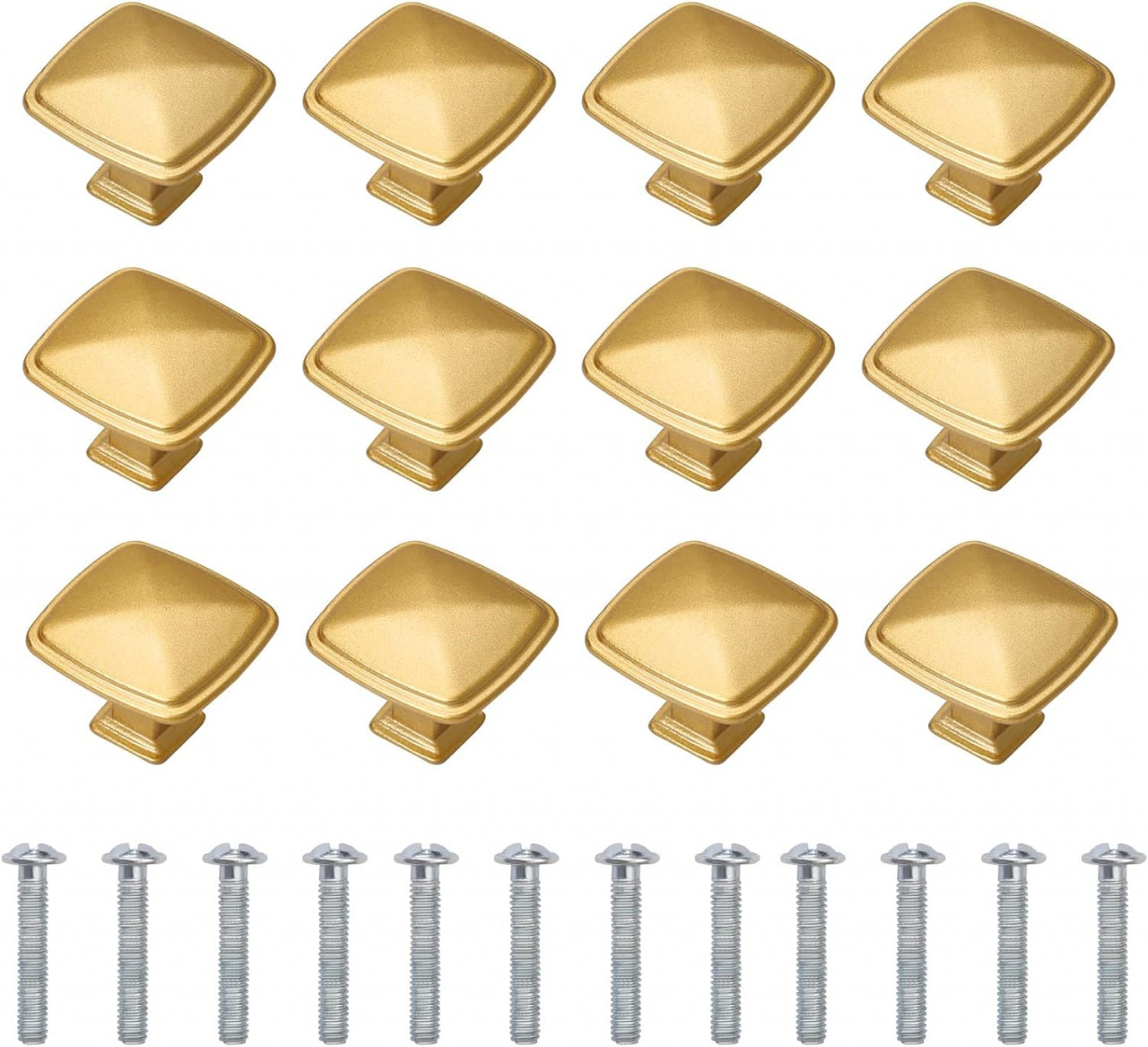 Set de 12 manere pentru mobilier, metal, auriu, 2,5 x 3,05 cm