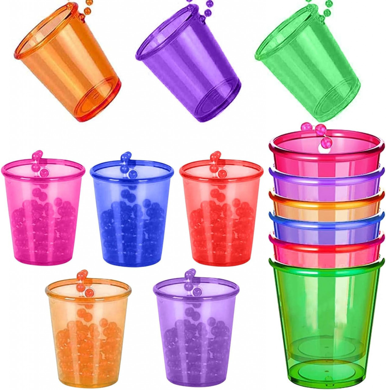Set de 12 pahare cu coliere pentru shoturi Esteopt, plastic, multicolor