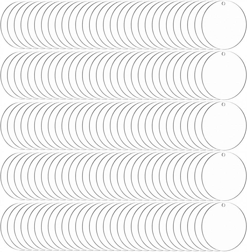 Set de 150 inele pentru chei Plmvhpb, acrilic, transparent, 5 cm
