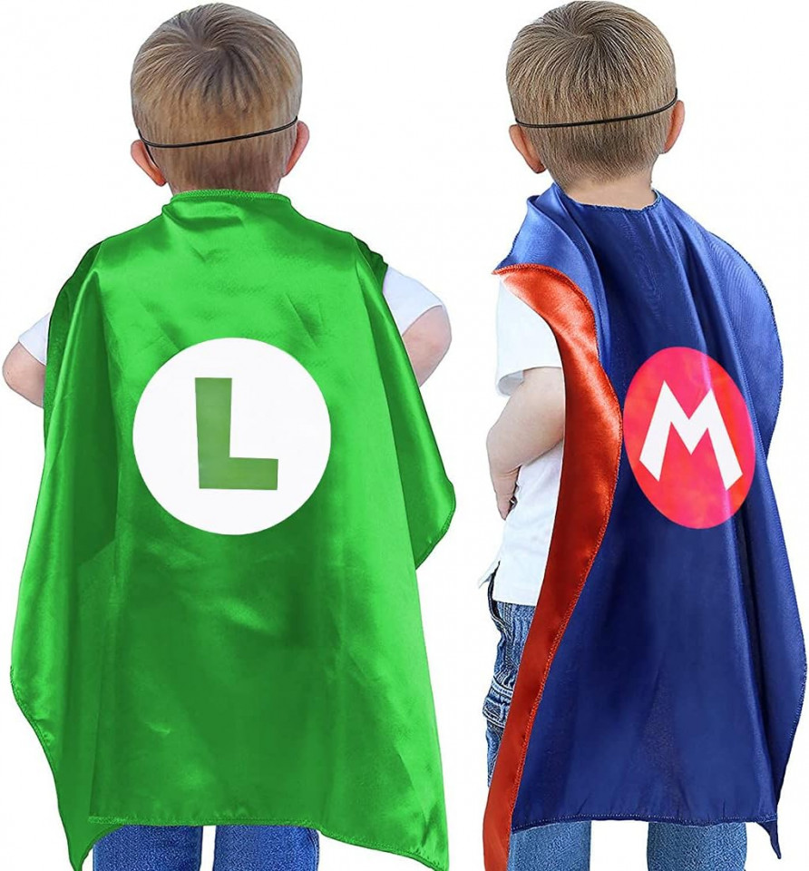 Poze Set de 2 costume pentru copii Miotlsy, model Mario, satin/pasla, multicolor, 70 x 70 cm